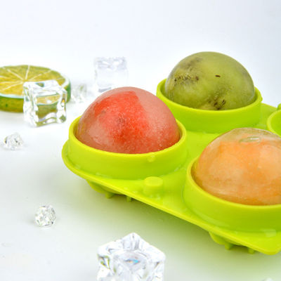 Cocktail bền Bóng hình cầu Ice Cube Khay 4 Khoang Xám Màu xanh lá cây